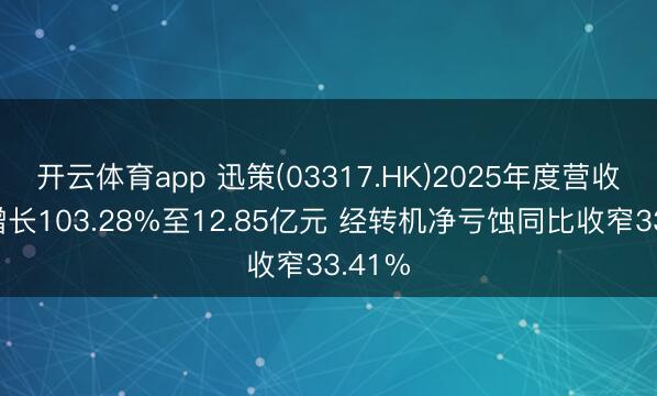 开云体育app 迅策(03317.HK)2025年度营收大幅增长103.28%至12.85亿元 经转机净亏蚀同比收窄33.41%