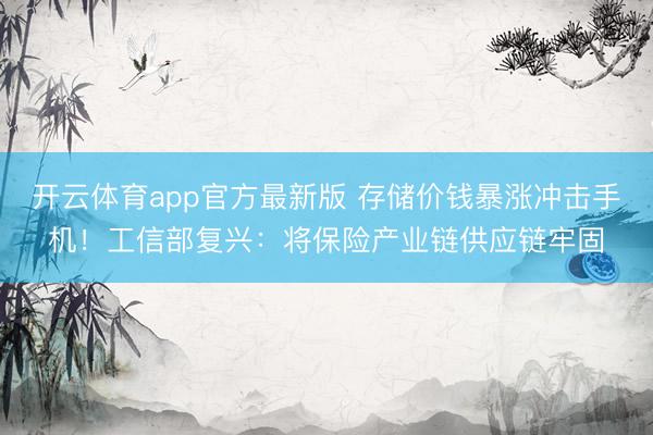 开云体育app官方最新版 存储价钱暴涨冲击手机！工信部复兴：将保险产业链供应链牢固
